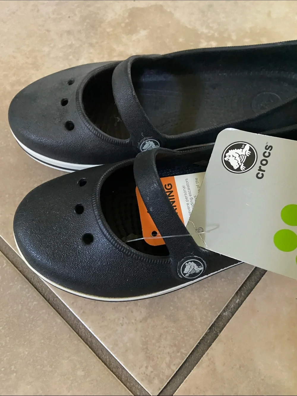 CROCS Kids Black Mary Jane Slip-On Shoes